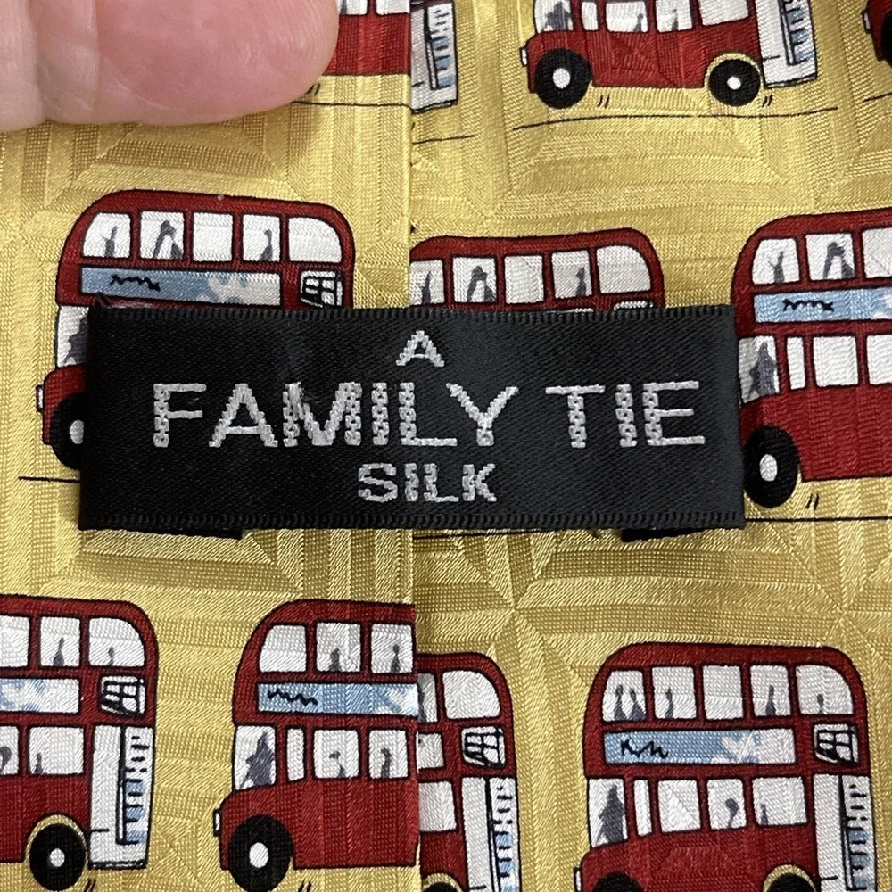 A FAMILY‎ Tie Pure Silk Tie Men's London Bus Stop Cartoon Patterned tied Formal
